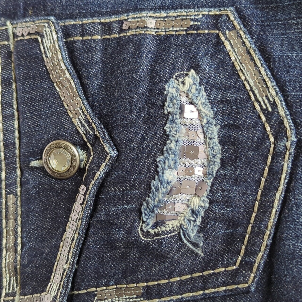 Maurice’s Premium Jeans Women 11/12 Reg Distressed Large Stitching New with Tags - Picture 8 of 13